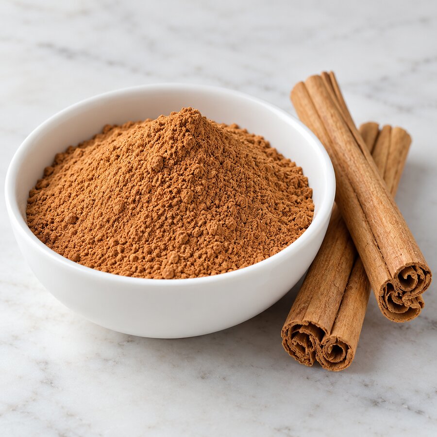 Tazón de canela de Ceilán en polvo